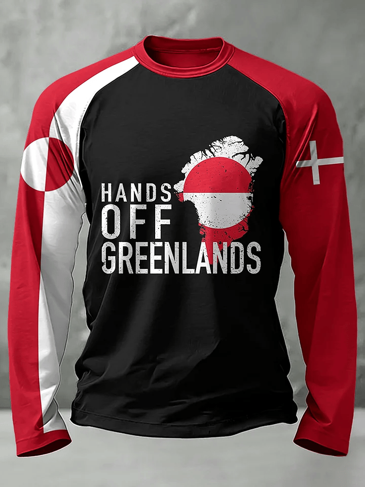 Men's Retro Hands Off Greenlands Print T-Shirt