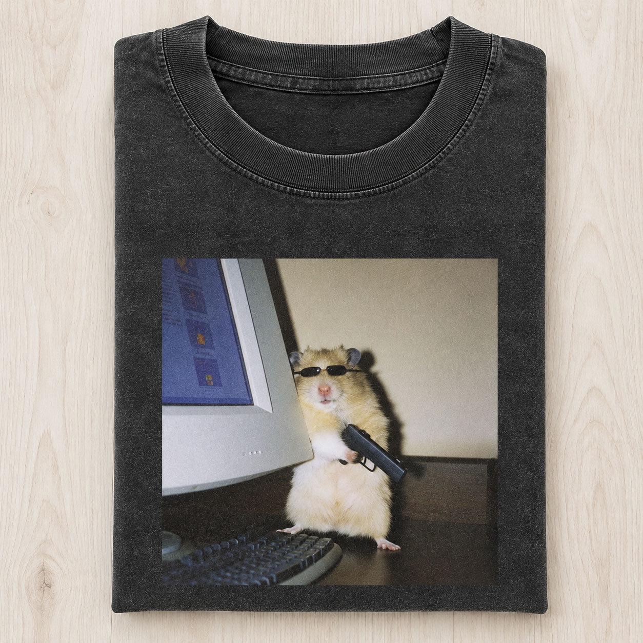Sunglasses Hacker Hamster Meme Vintage Comfort Colors Tee