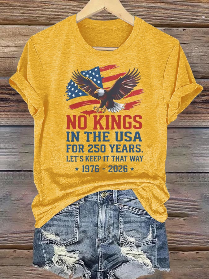 🔥Buy 3 Get 15% Off🔥Women's No Kings USA Patriotic Tee ,250 Years of Democracy printed T-shirt