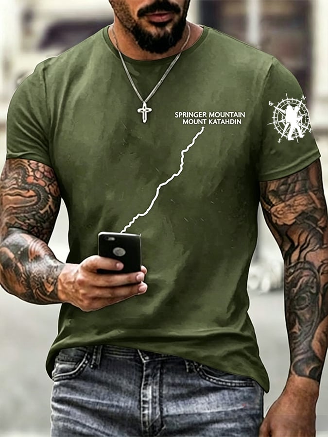 Men's Appalachian Trail Map Hiking Print T-Shirt