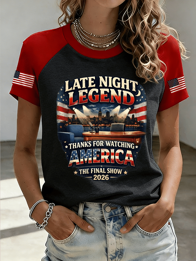 🔥Buy 3 Get 15% Off🔥Women's "THANKS FOR WATCHING AMERICA THE FINAL SHOW" Printed Raglan Short-Sleeved Shirt