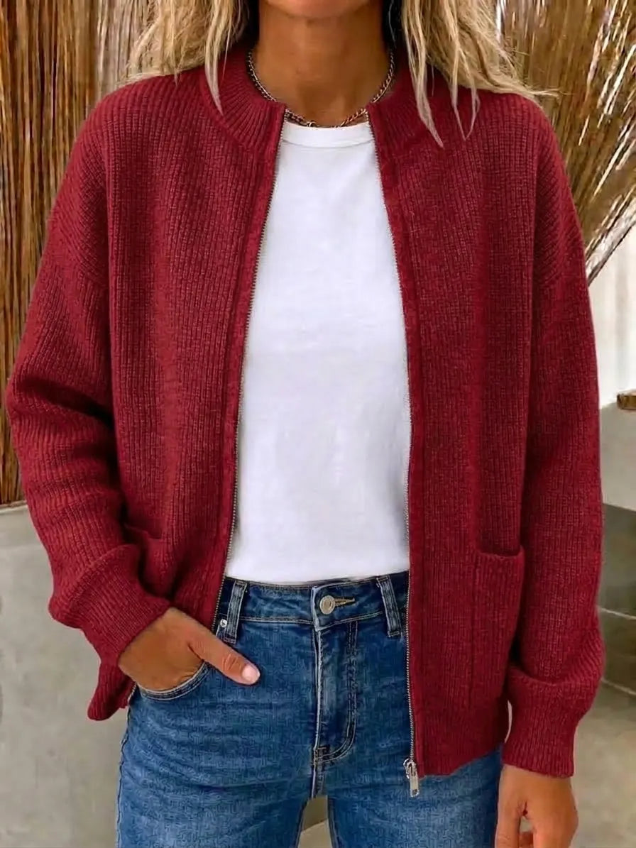 Women's Ultra-Soft Zip-Front Knitted Cardigan Jacket