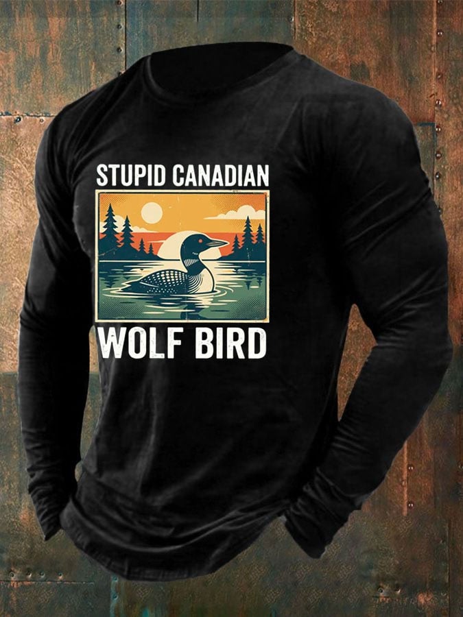 Men's Stupid Canadian Wolf Bird T-Shirt
