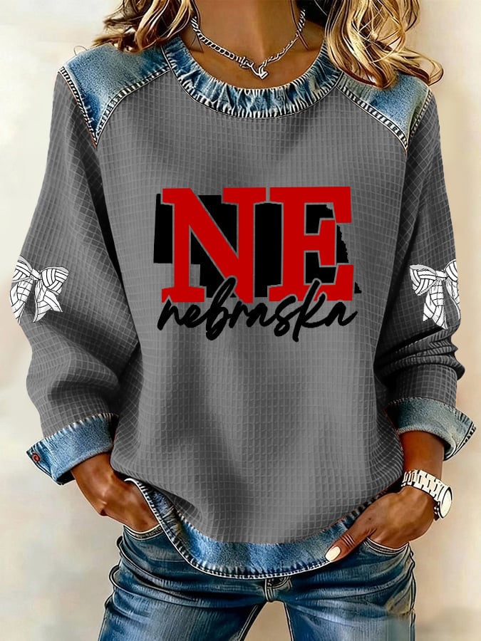 Women's Retro Volleyball Print Casual Sweatshirt