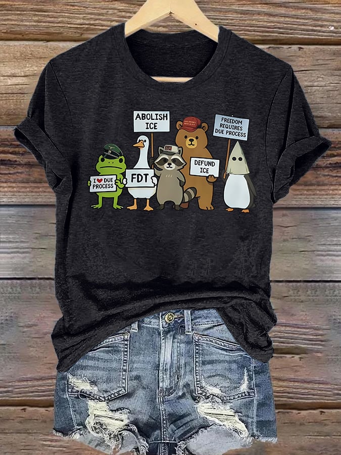 Women's FDT Cartoon animals printed T-shirt