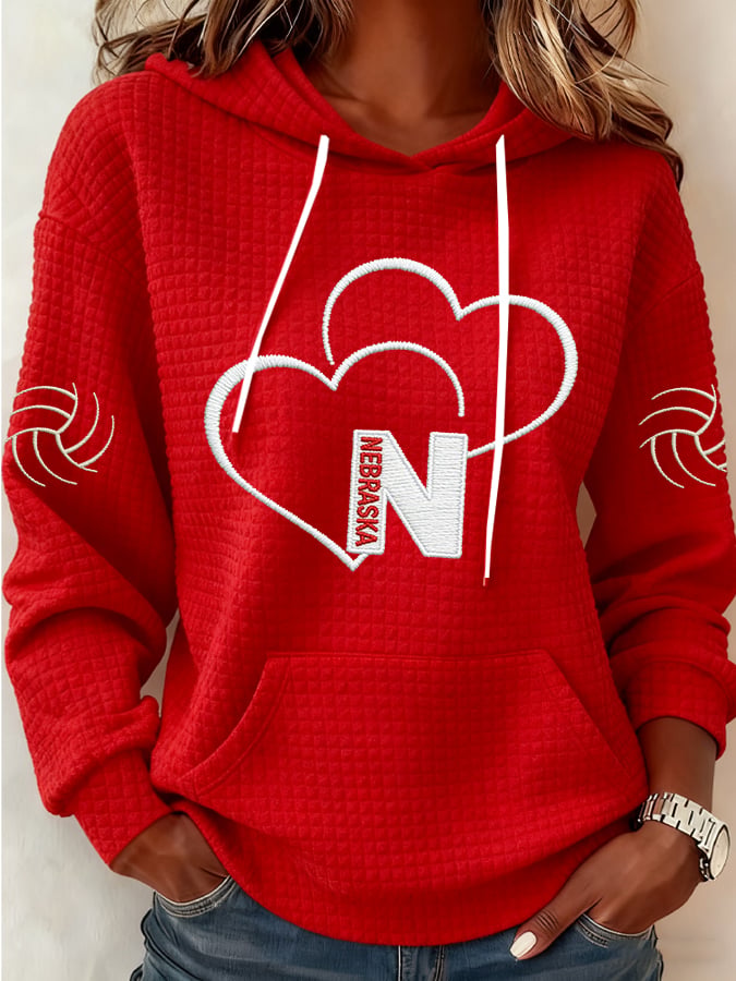 Women's Vintage Volleyball Print Hoodie