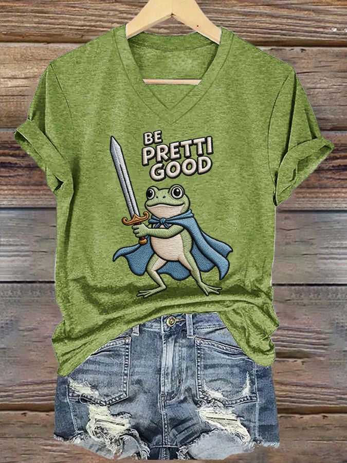 Women's casual Be Pretty Good frog T-shirt