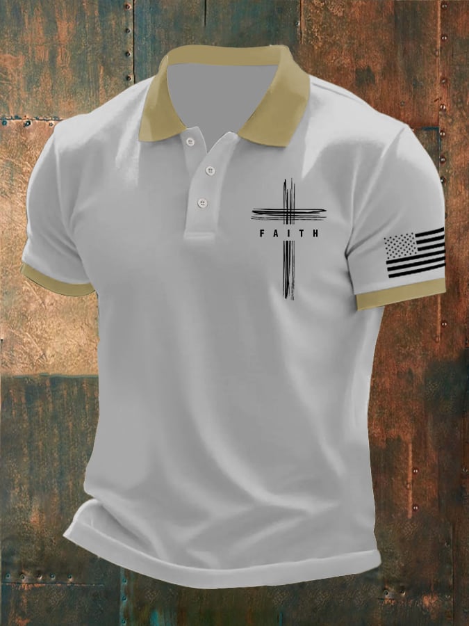 Men's Casual Contrast Color Faith Polo