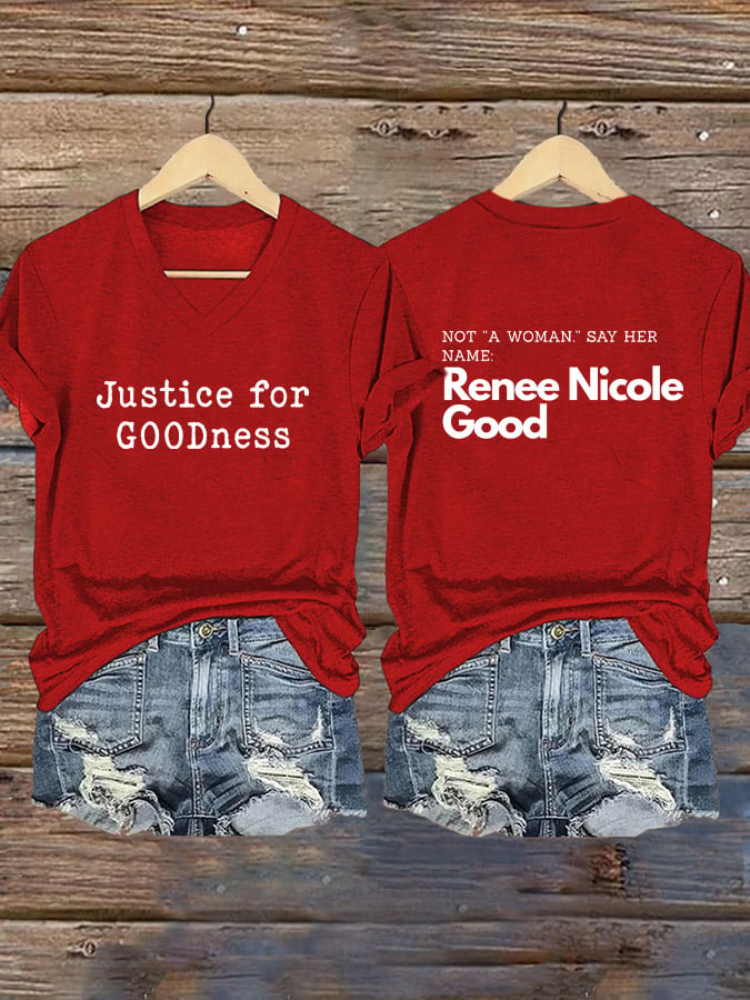 Women's Say Her Name Print V Neck T-shirt