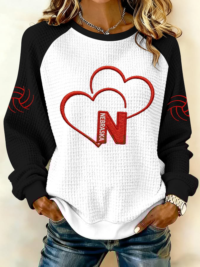 Women's Volleyball Print Raglan Sleeve Sweatshirt