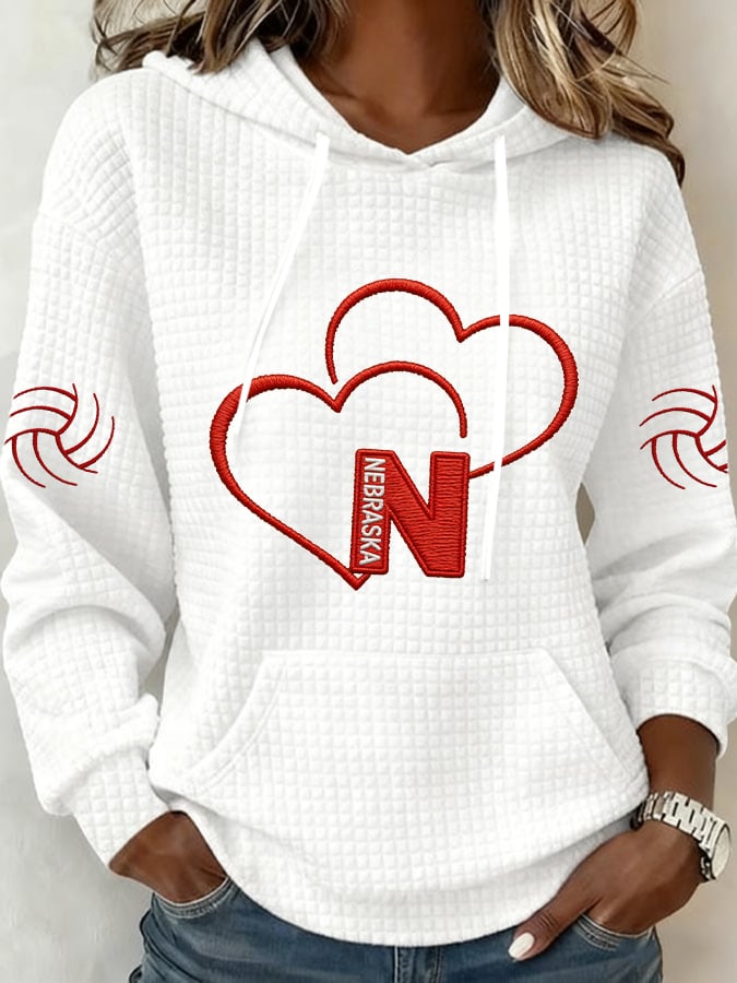 Women's Vintage Volleyball Print Hoodie