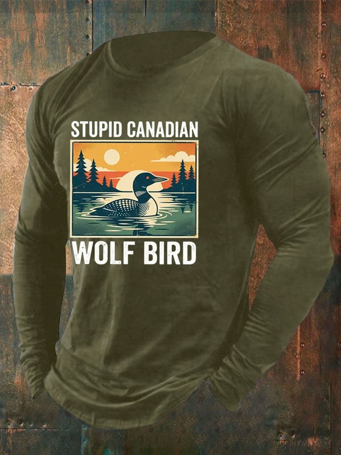 Men's Stupid Canadian Wolf Bird T-Shirt