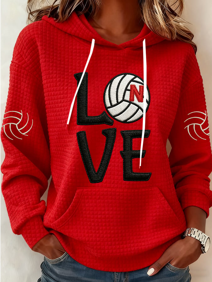 Women's Vintage Volleyball Print Hoodie
