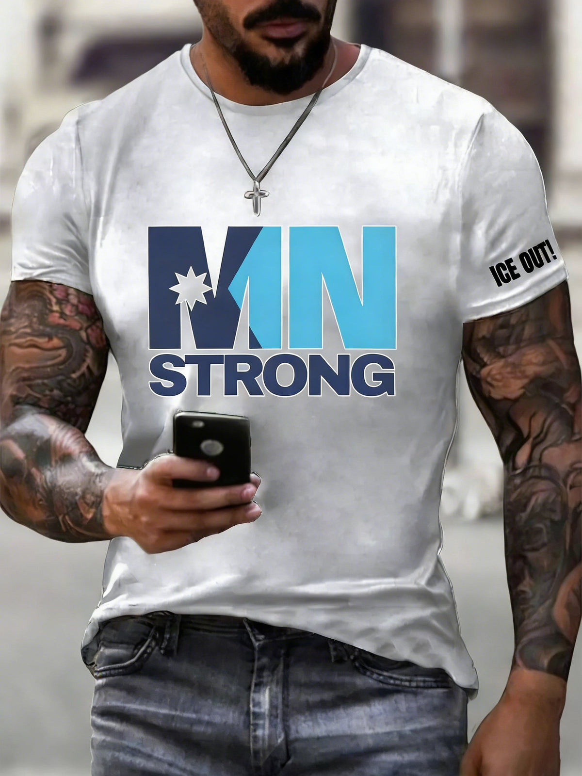 Men's Retro Minneapolis Resist Print Casual T-Shirt