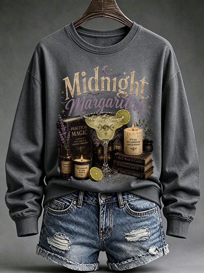 Women's Midnight Margaritas Print Casual Sweatshirt