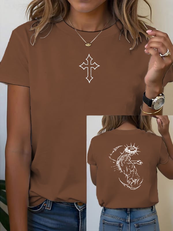 Unisex Fearless Cross Print Acid Washed T-shirt