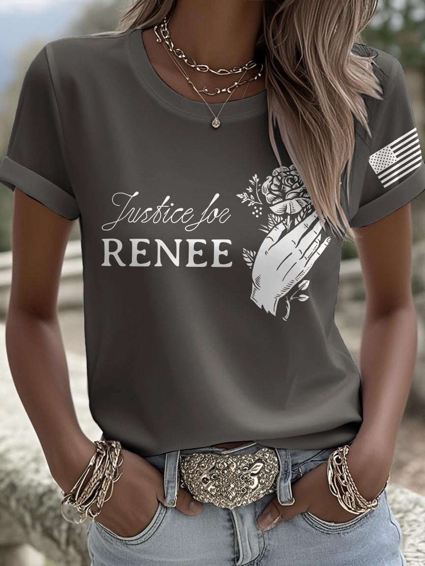 Retro Justice For Renee Print T-Shirt