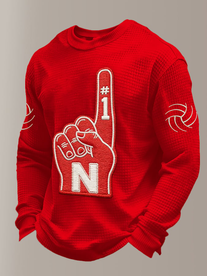 Men's Vintage Volleyball Printed Casual Long-Sleeved Top