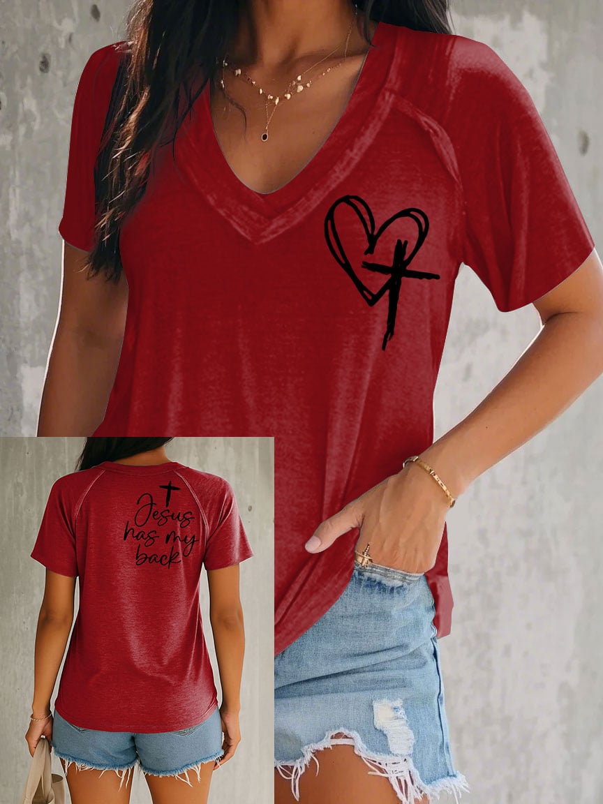 Women's Faith Cross Printed Short Sleeve T-shirt