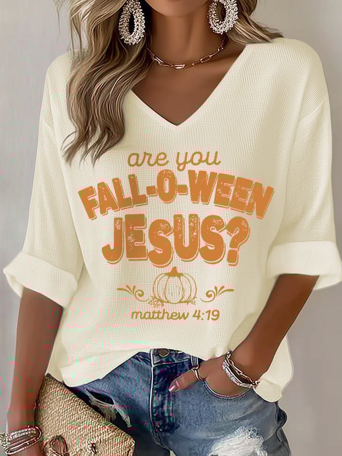 Women's Are You Fall-O-Ween Jesus Print T-shirt