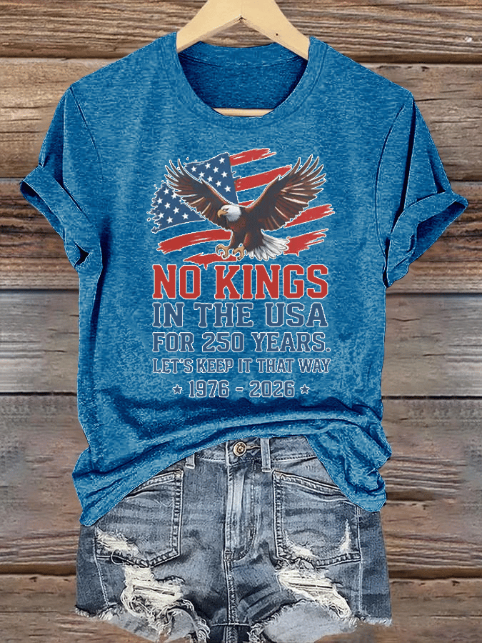 🔥Buy 3 Get 15% Off🔥Women's No Kings USA Patriotic Tee ,250 Years of Democracy printed T-shirt