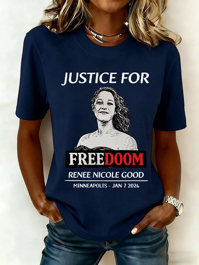 Women's Justice For GOODness Print Round Neck T-shirt