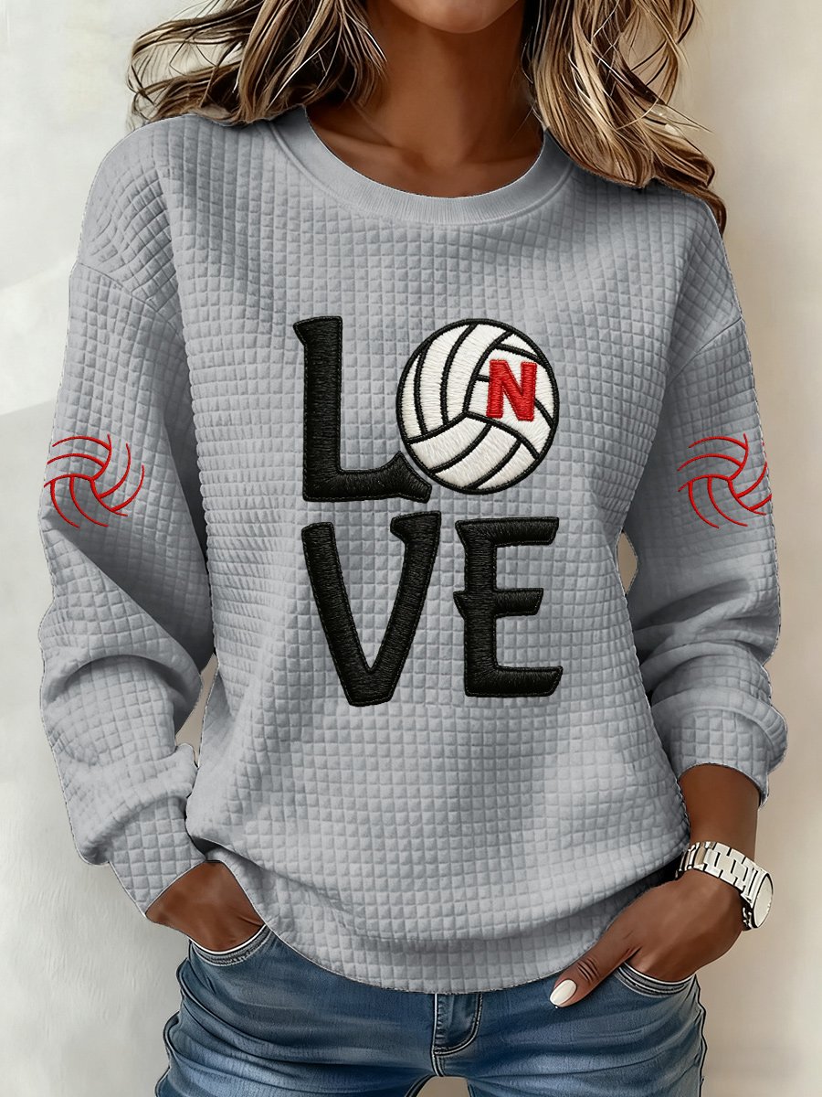 Women'S Retro Volleyball Print Long Sleeve Sweatshirt