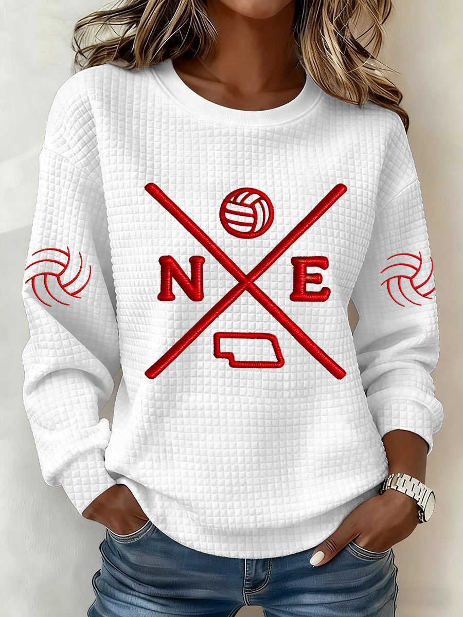 Women'S Retro Volleyball Print Long Sleeve Sweatshirt