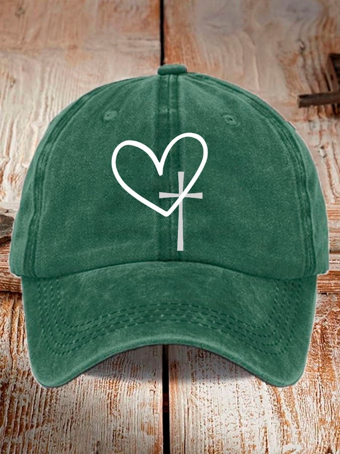 Unisex Heart Cross Print Baseball Cap