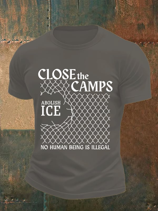 Men's Abolish ICE Close The Camps Print T-Shirt