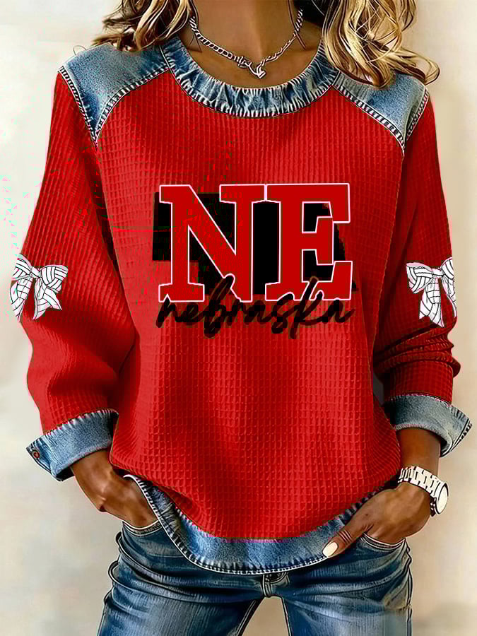 Women's Retro Volleyball Print Casual Sweatshirt