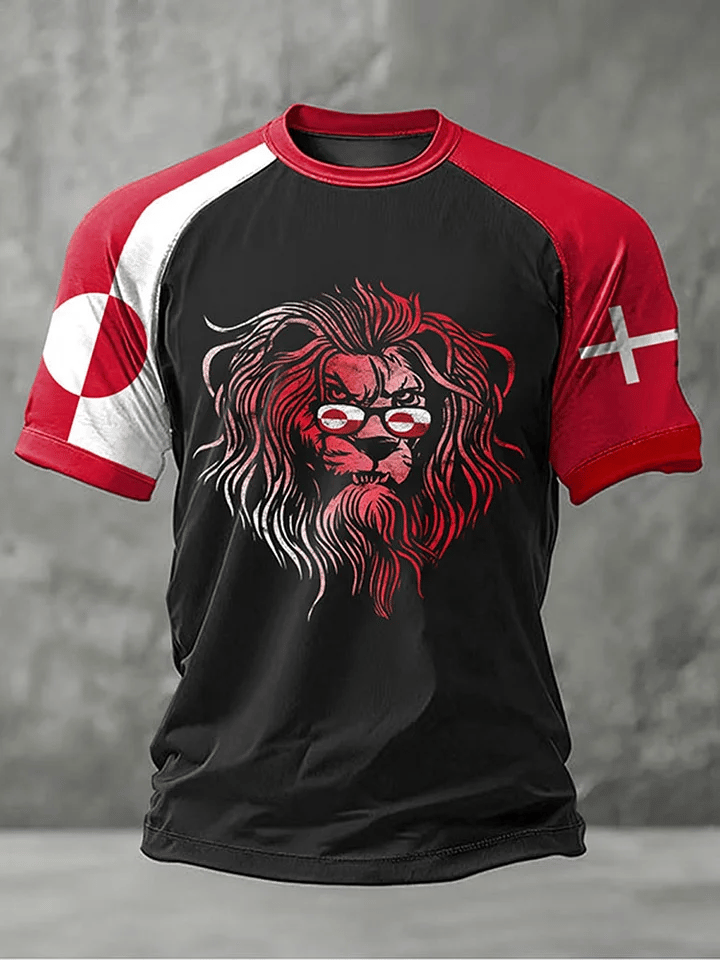 Men's Retro Greenland Print Raglan Sleeve T-Shirt