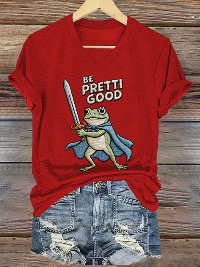 Women's casual Be Pretty Good frog T-shirt