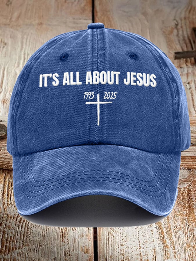 It's All About Jesus Print Vintage Baseball Cap