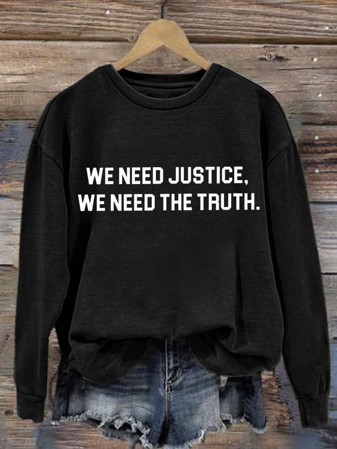 Women's “We Need Justice We Need Truth” Printed Hoodies