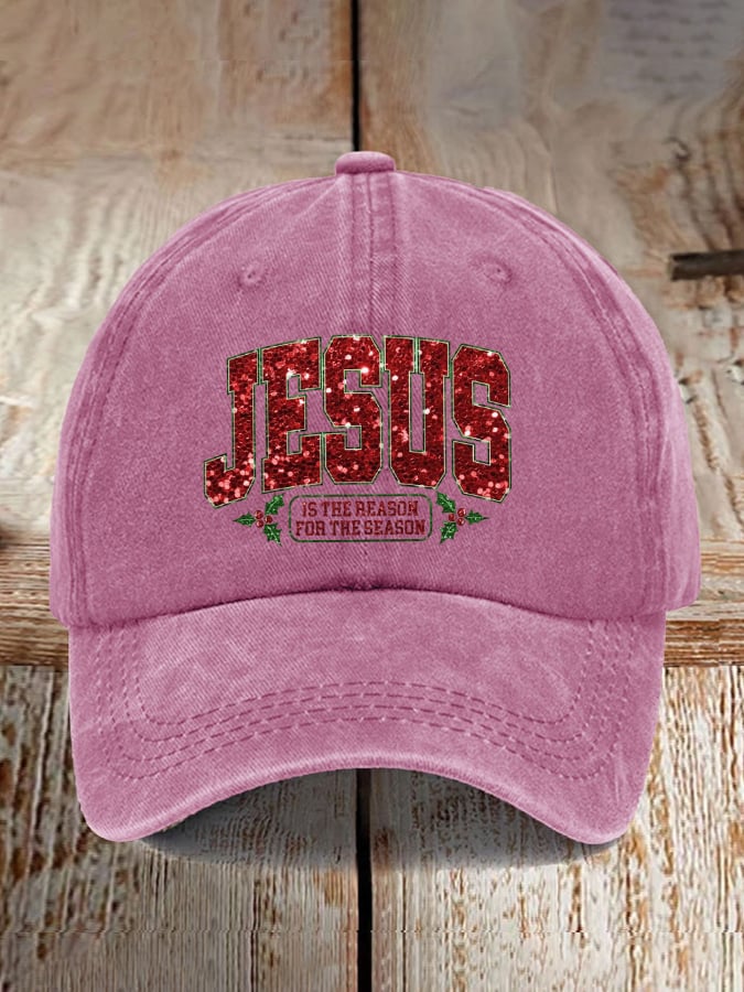 Christmas Jesus Faith Sequin Print Baseball Cap