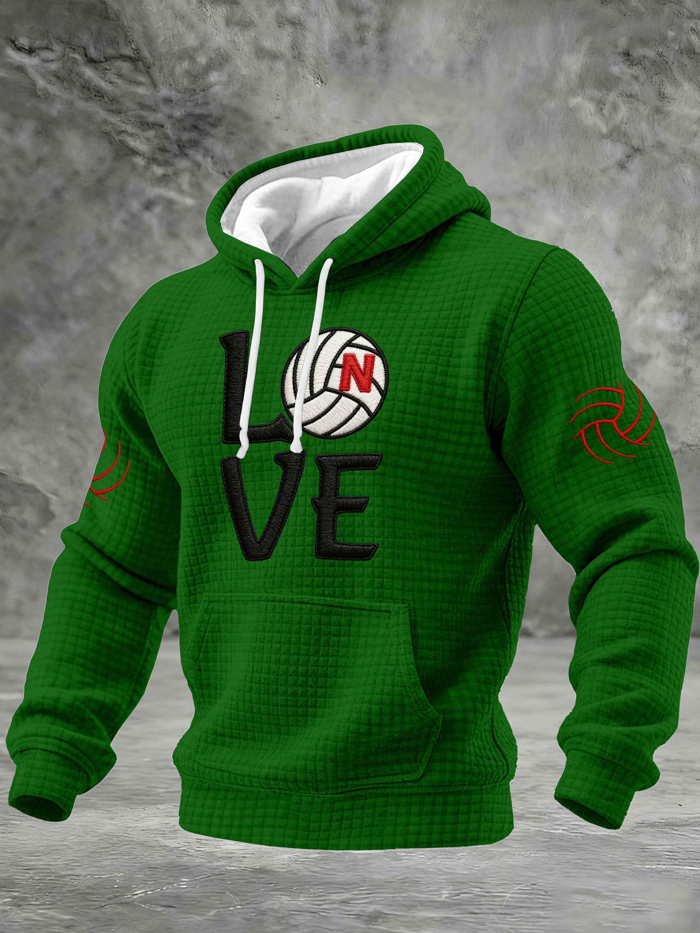 Men's Retro Volleyball Printed Hoodie