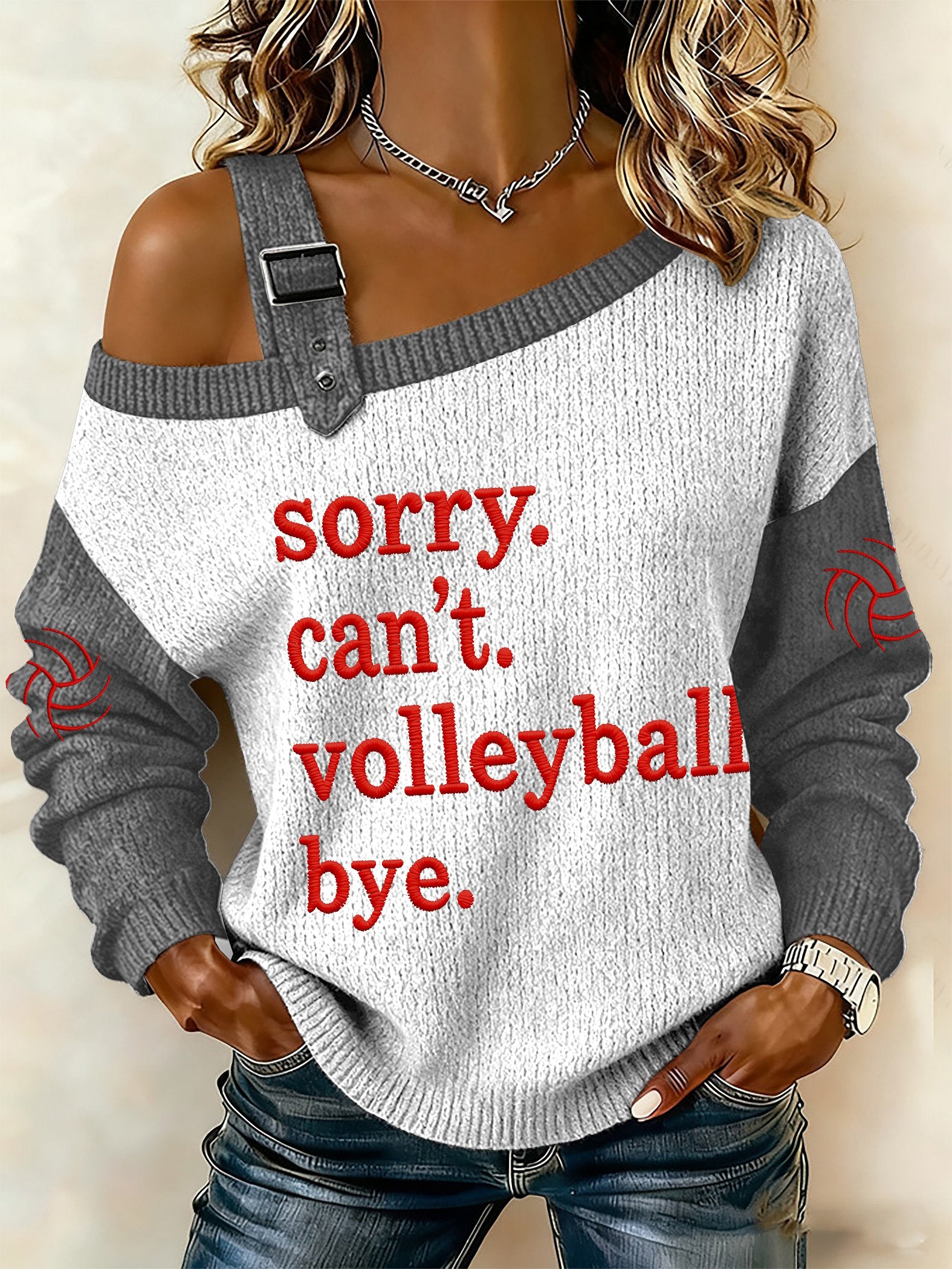 Women's Retro Sorry Can'T Volleyball Bye Printed Sweatshirt