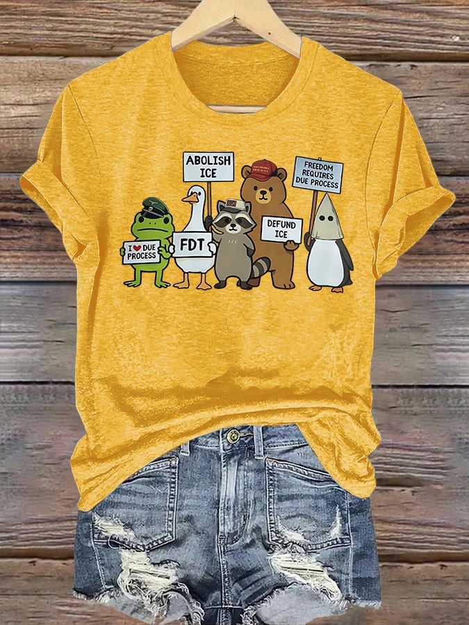 Women's FDT Cartoon animals printed T-shirt