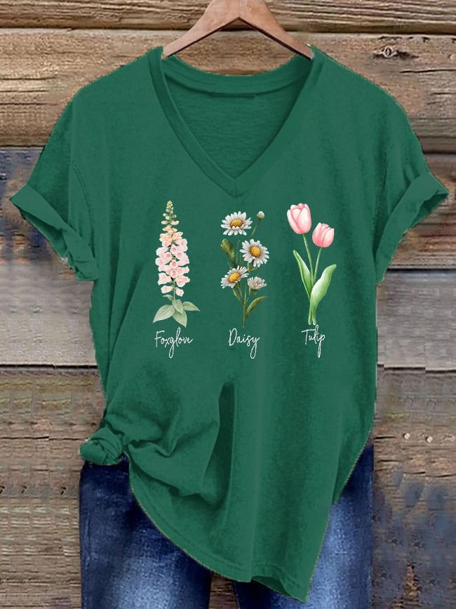 Women's FDT Retro Flowers Print T-Shirt