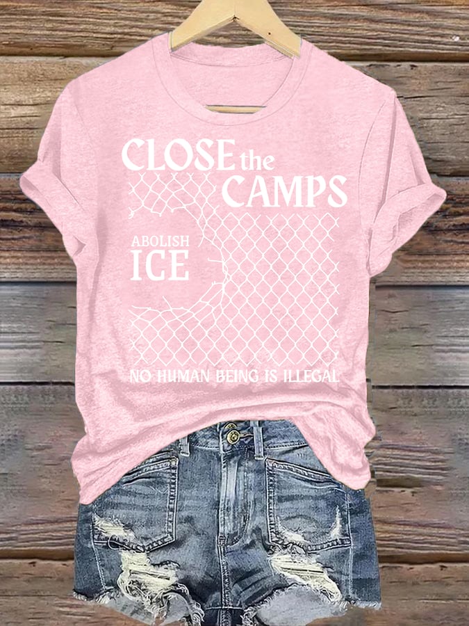 Women's Abolish ICE Close The Camps Print T-Shirt