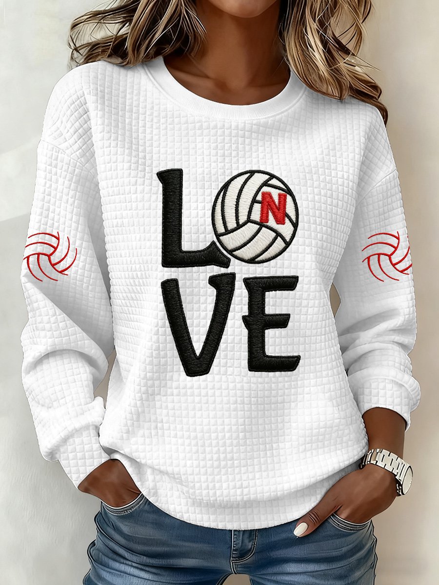 Women'S Retro Volleyball Print Long Sleeve Sweatshirt