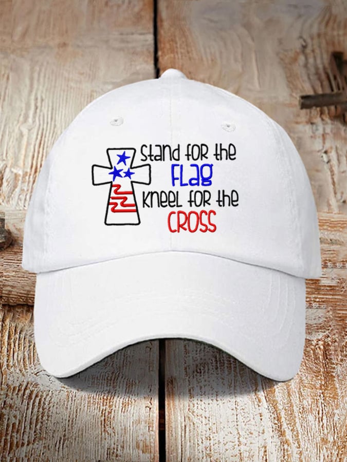 I Stand For The Flag I Kneel for The Cross Faith Print Baseball Cap