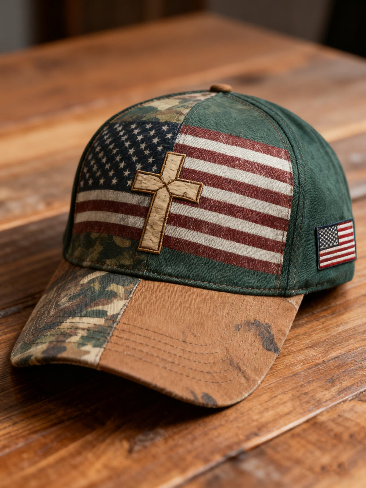 Retro American Flag Print Baseball Cap