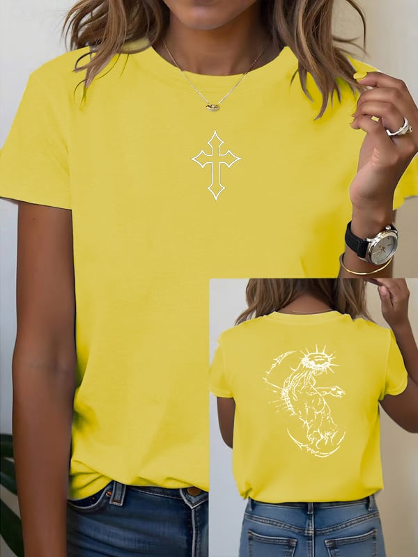 Unisex Fearless Cross Print Acid Washed T-shirt