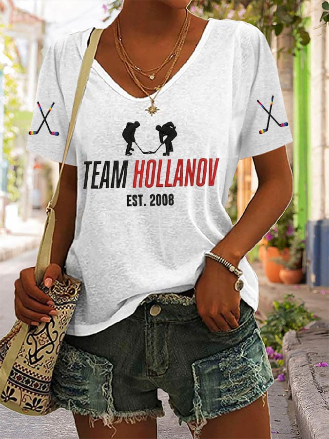Women's Hockey Romance Print T-Shirt