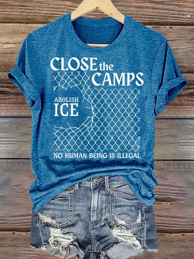 Women's Abolish ICE Close The Camps Print T-Shirt