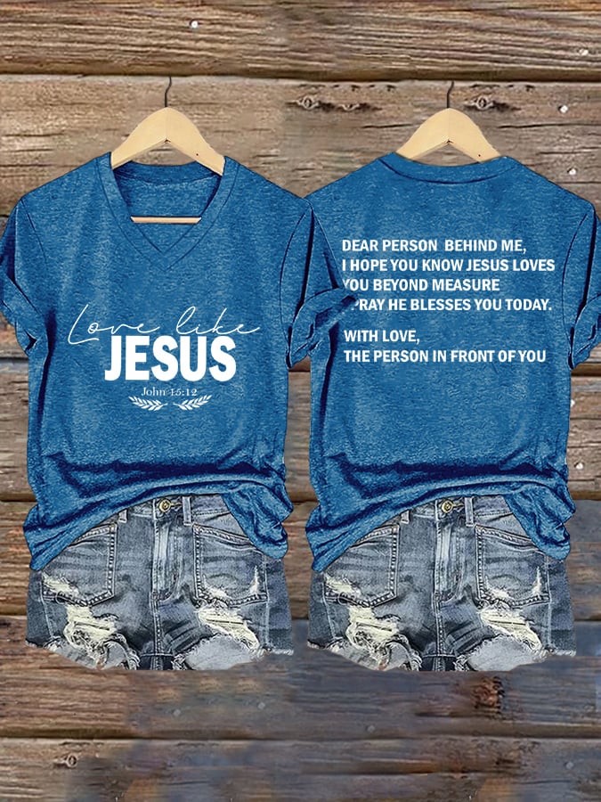 Women's Love Like Jesus Print Casual T-Shirt