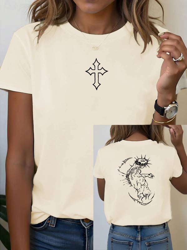 Unisex Fearless Cross Print Acid Washed T-shirt