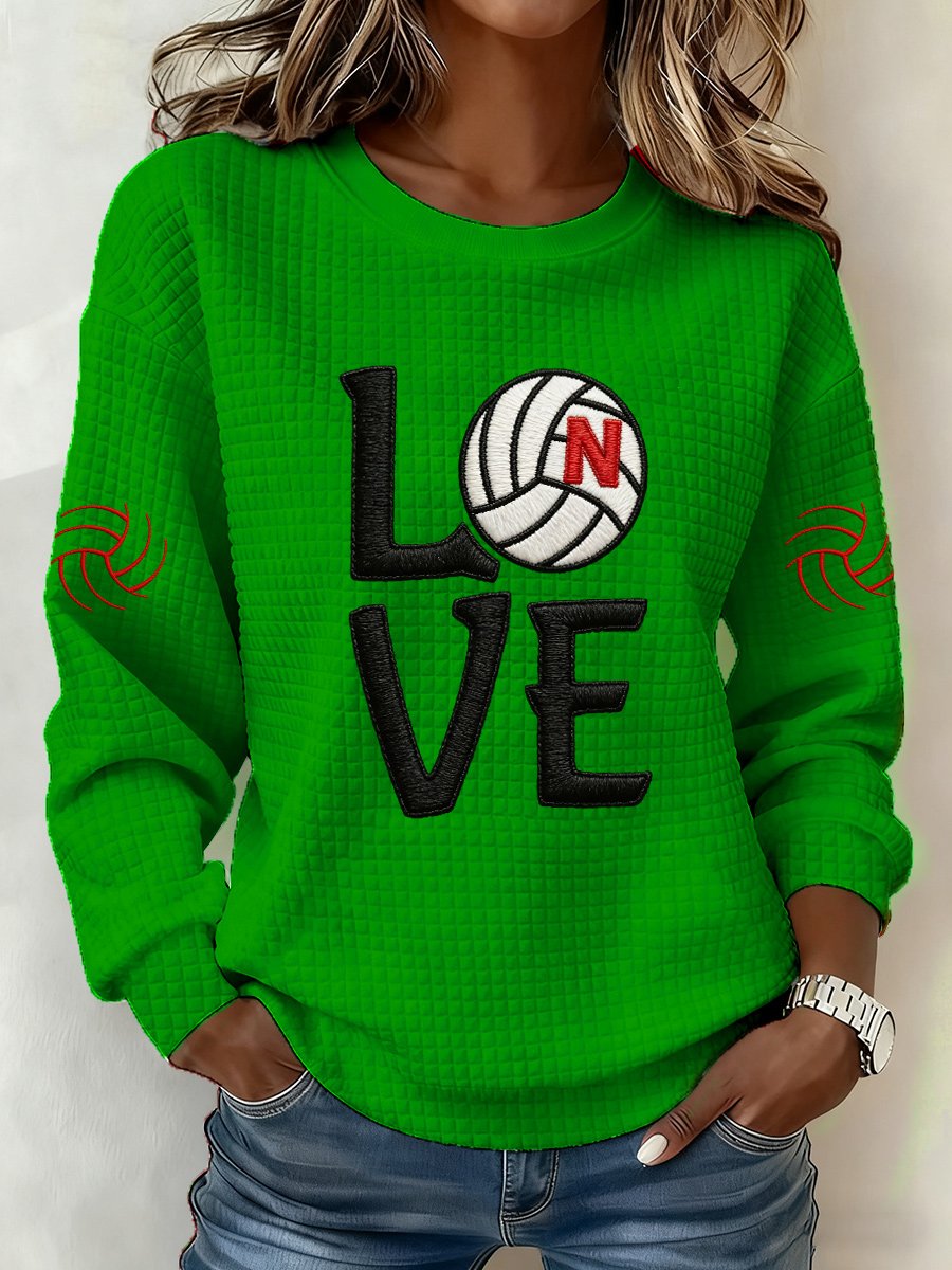 Women'S Retro Volleyball Print Long Sleeve Sweatshirt